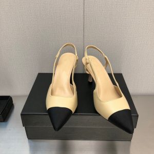 AAAA Replica Chanel Women Pointed Toe Stiletto Color-Blocking High-Heeled Sandals