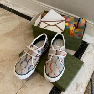 AAAA Replica Gucci Women Men Canvas Retro Mickey Couple Loafers