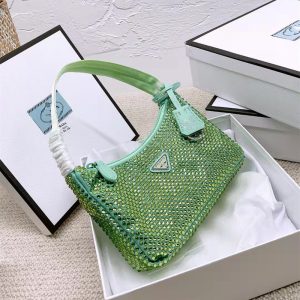 AAAA Replica Prada Women Flash Imitation Rhinestones Shoulder Bag