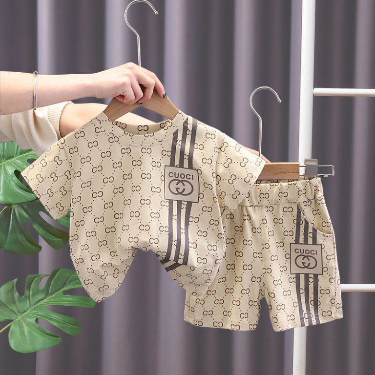 CCCC Designer Gucci Boy Children Short-Sleeved And Shorts Two-Piece Set